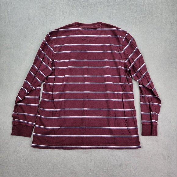 Chaps Long Sleeve Shirt Mens Size XL Burgundy Striped Preppy School Career Top - Picture 8 of 8